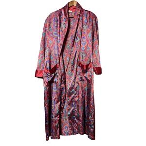 Vintage Kathryn Men Small Multicolor Paisley Red Robe Luxury Loungewear Retro